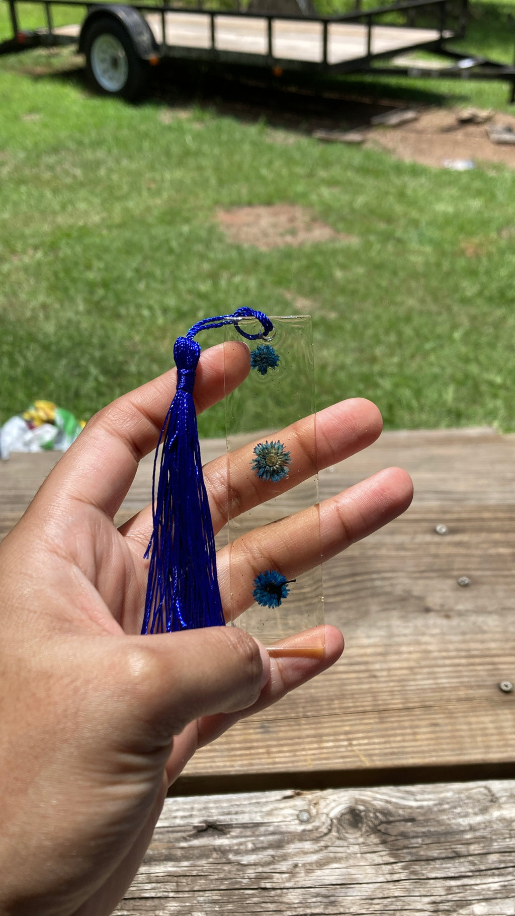 Blue Floral Bookmark